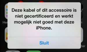 Gecertificeerde kabel gaat U2 chip niet stuk